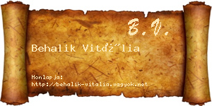 Behalik Vitália névjegykártya